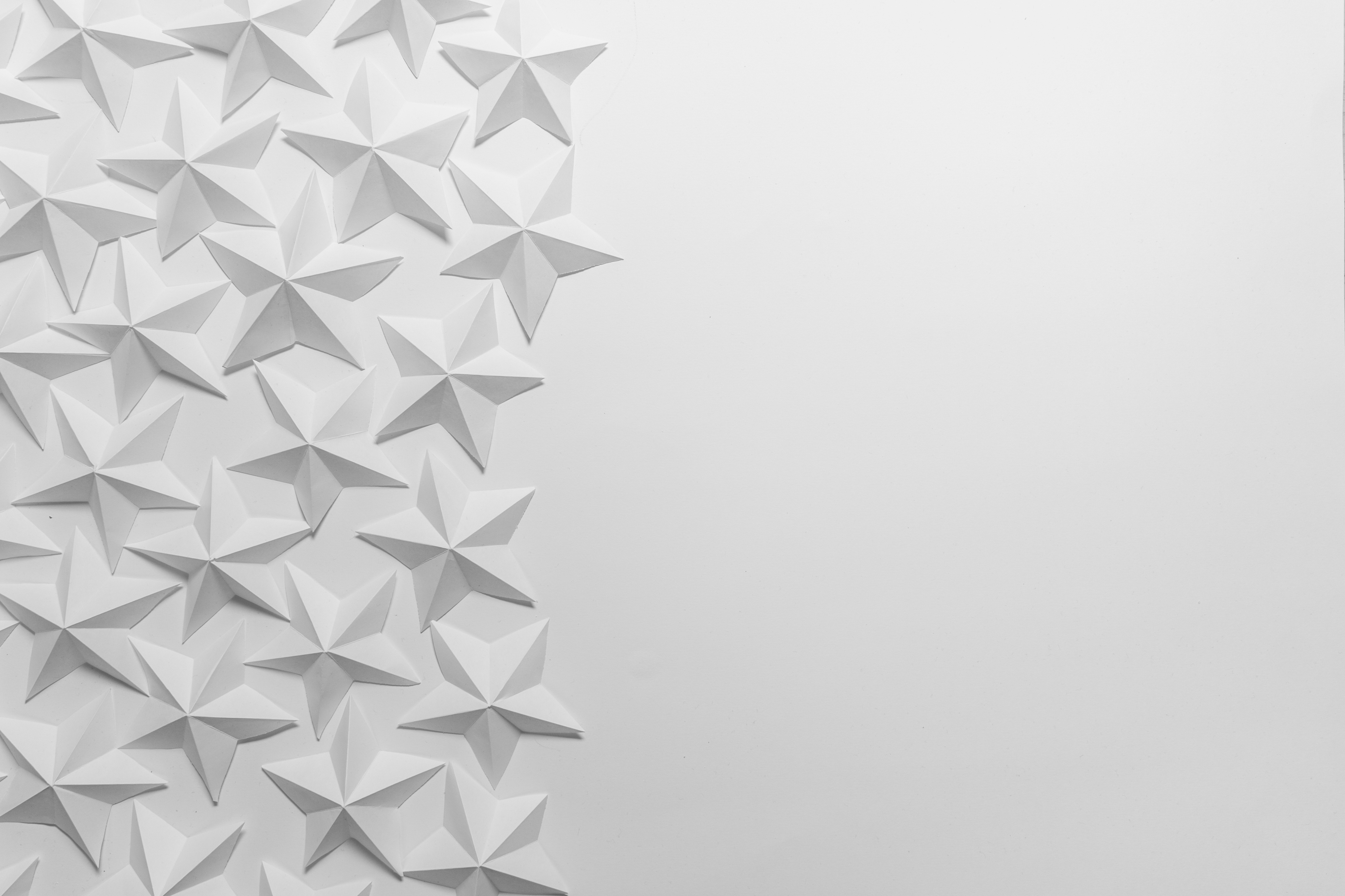 Folded white origami stars